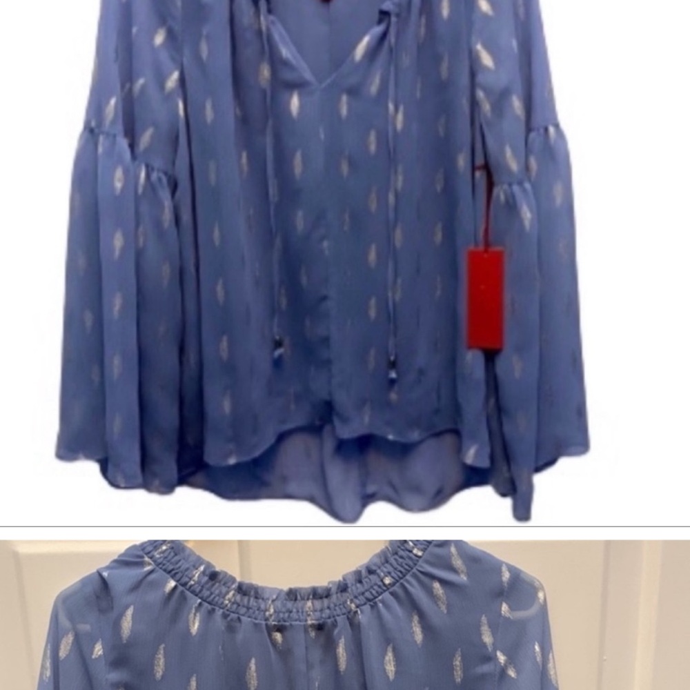 Women's Blue Sheer Top - Picture 7 of 7
